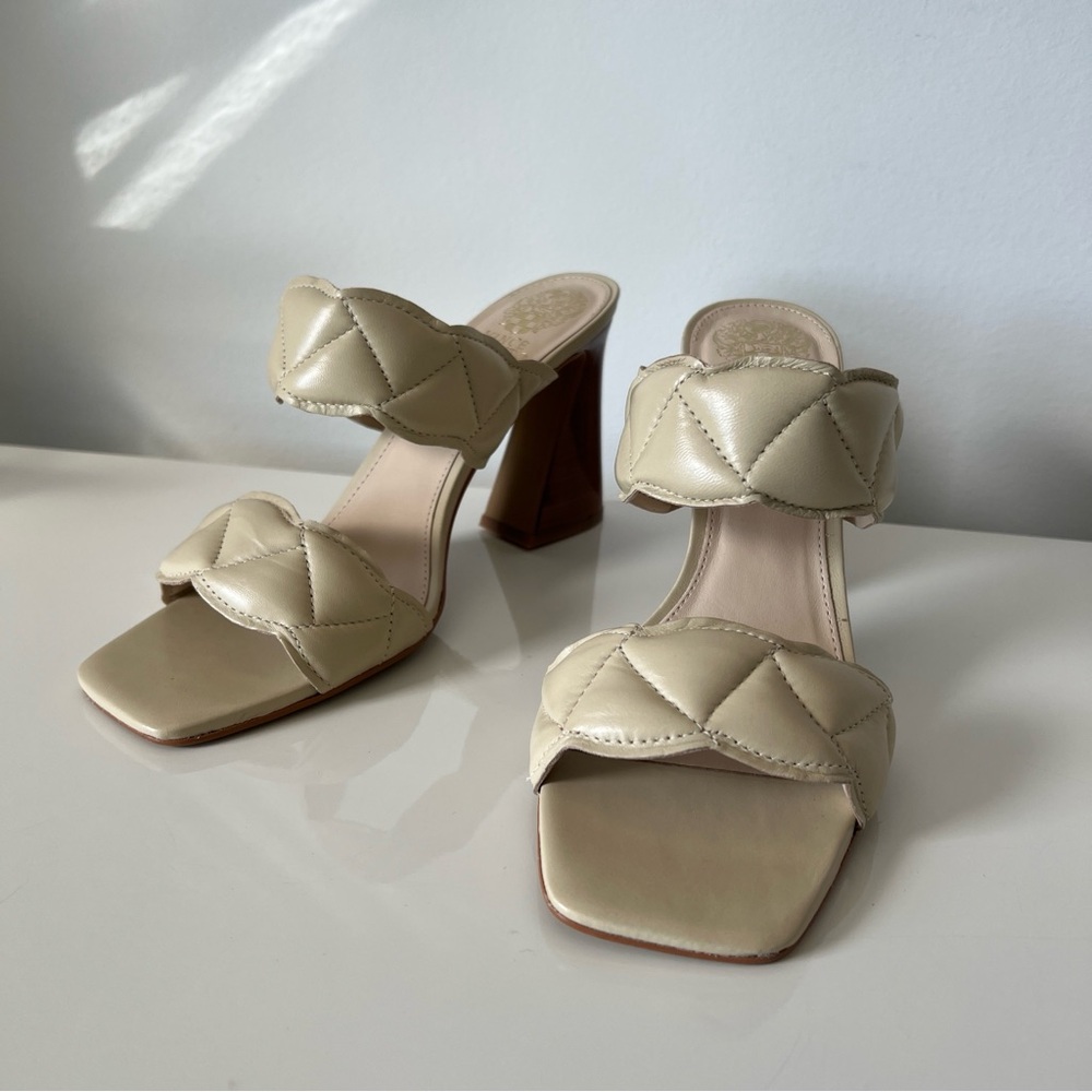 Vince Camuto Elegant Cream Quilted Women's Heels